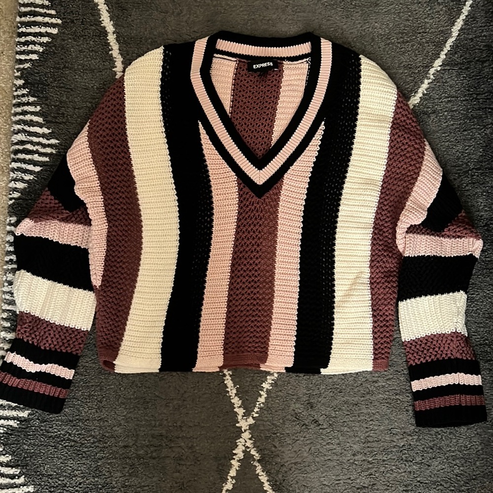 Express Mixed Stitch Striped Sweater
